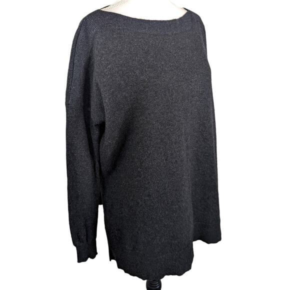 Vince Black Boat Neck Wool Cashmere Side Slit Sweater Tunic Lightweight Women XS - Picture 5 of 11